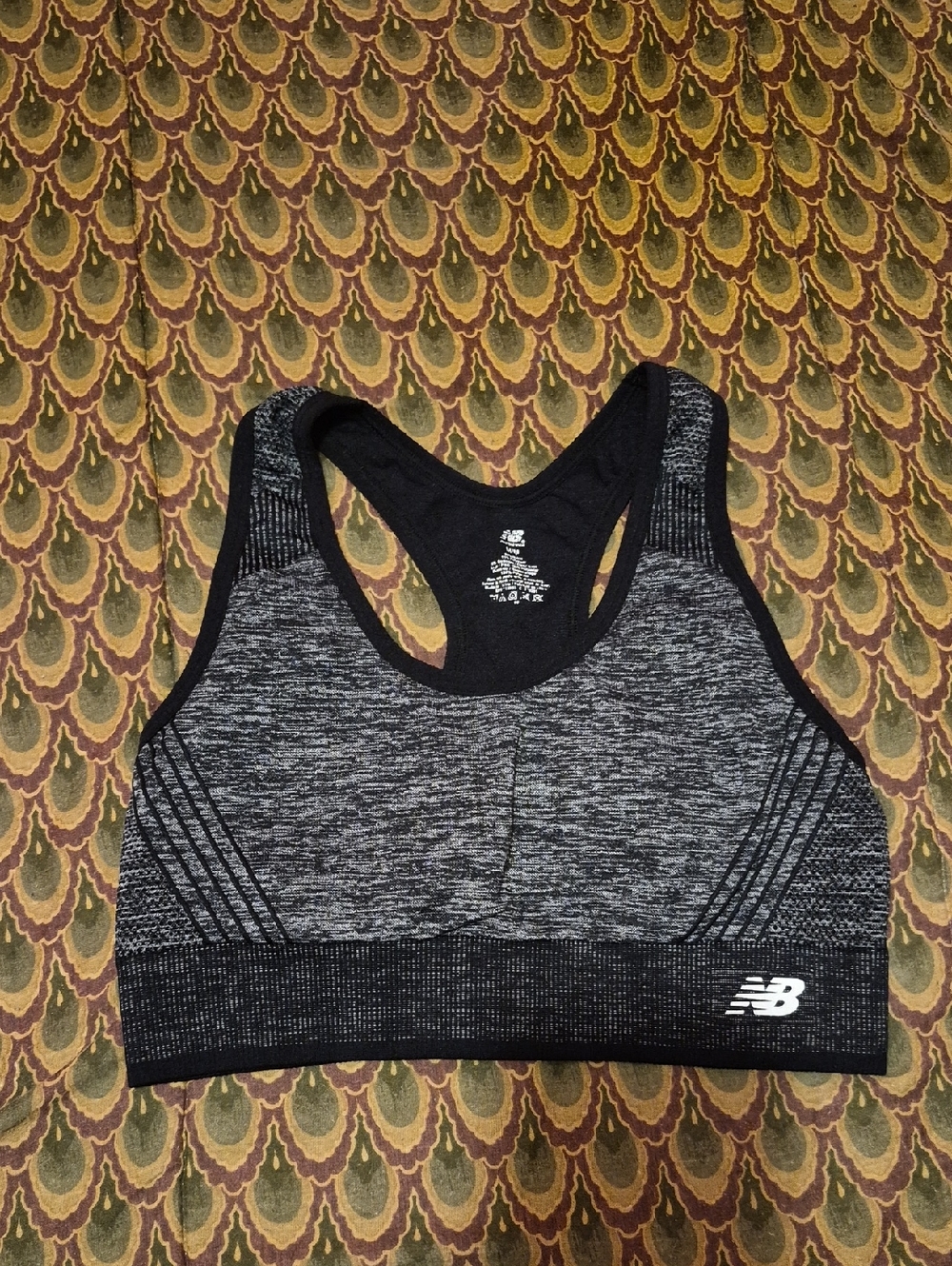 New Balance Gray and Black Seamless Racerback Sports Bra